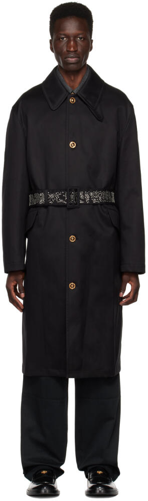 Versace Black Belted Coat Cover