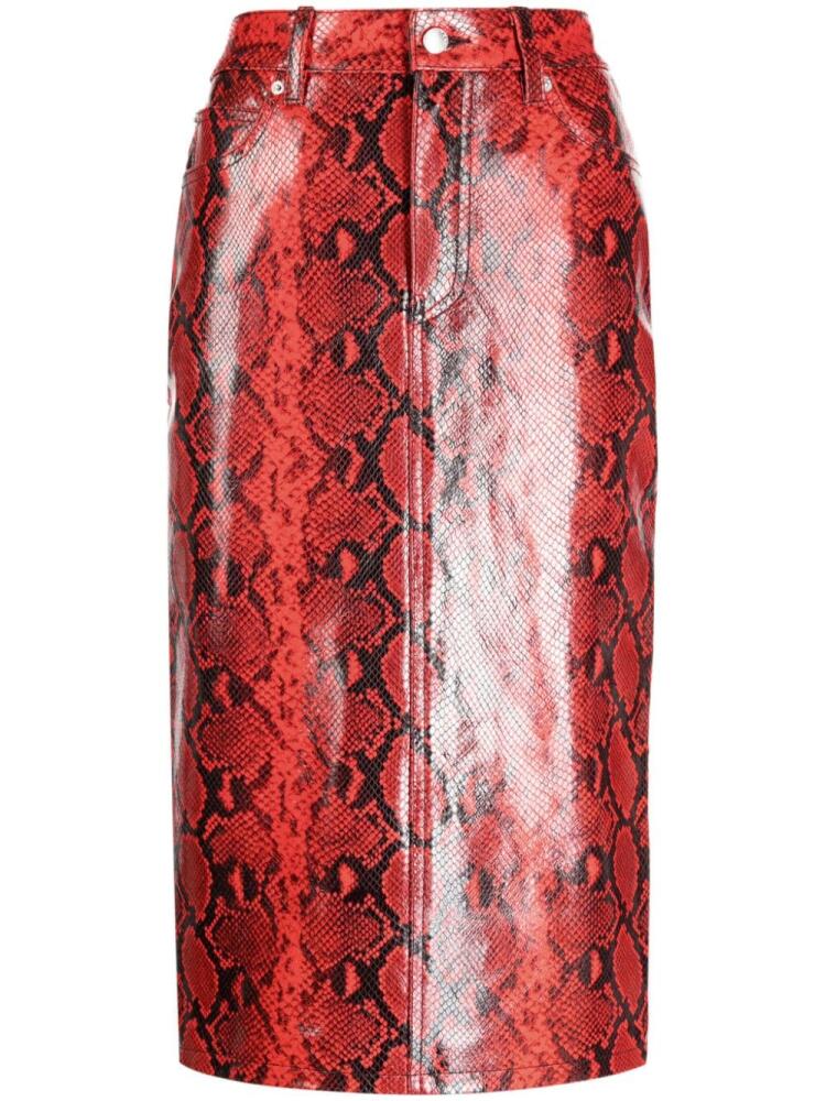 Alexander Wang snakeskin-effect leather pencil skirt - Red Cover