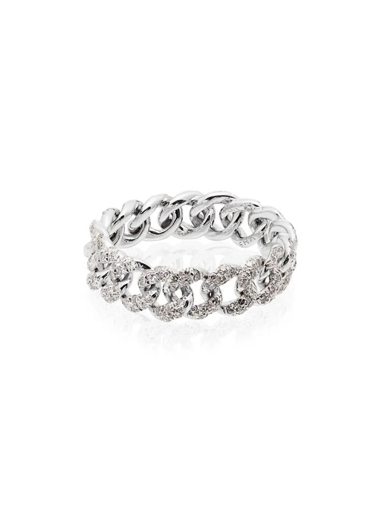 SHAY 18kt white gold and diamond link ring - Silver Cover