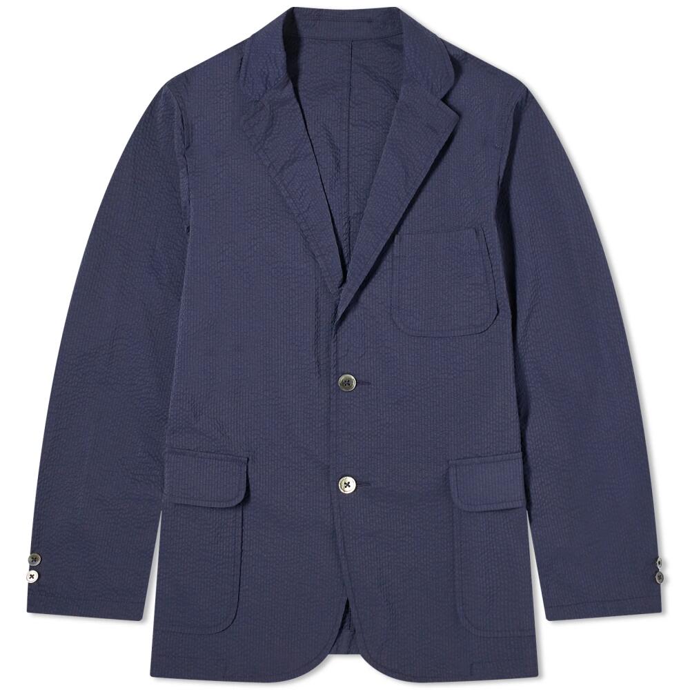 Beams Plus Men's 3 Button COOLMAX® Seersucker Blazer in Navy Cover