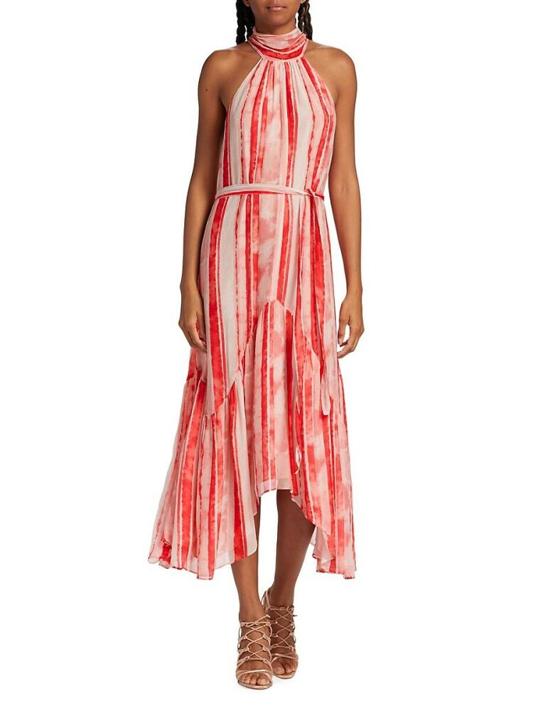 Ramy Brook Women's Babette Striped Silk Blend Midi Dress - Grenadine Cover