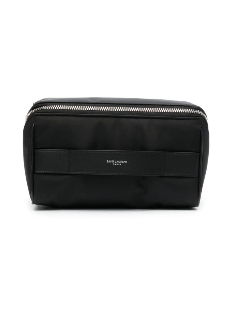 Saint Laurent logo-lettering wash bag - Black Cover