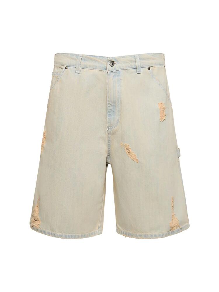 MSGM Distressed Cotton Denim Shorts Cover