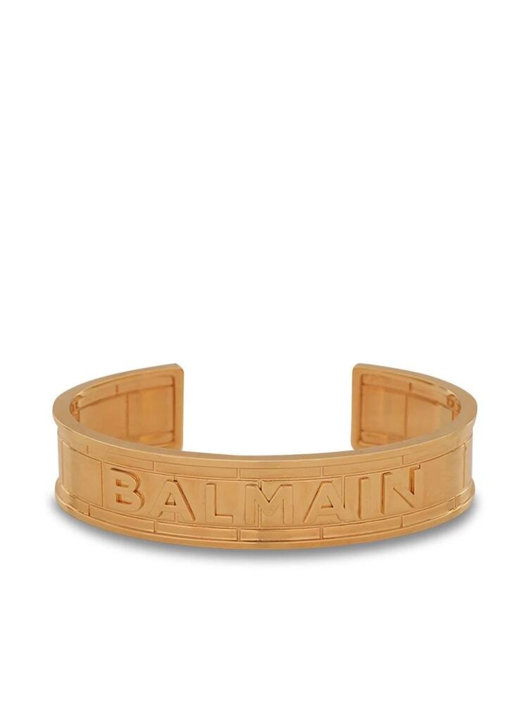 Balmain logo-debossed cuff bracelet - Gold Cover