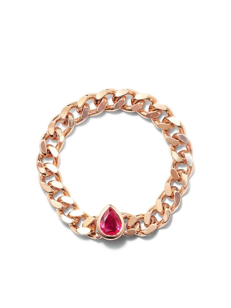 Roxanne First 14kt rose gold Chain ruby ring - Pink Cover