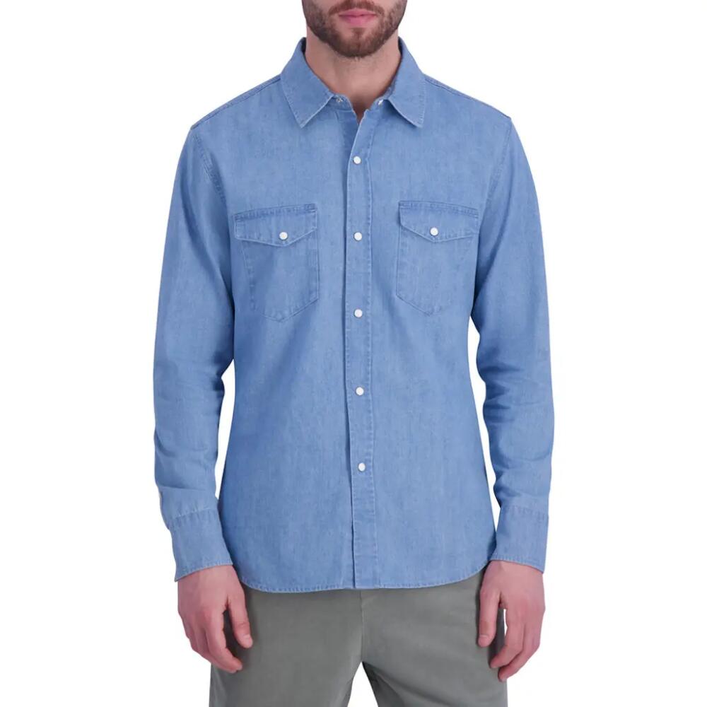 Goodlife Regular Fit Snap-Up Cotton Denim Shirt in Light Indigo Cover