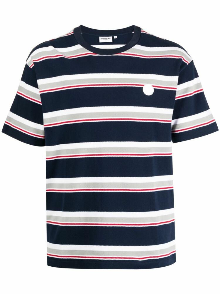 CHOCOOLATE striped logo-patch T-shirt - Blue Cover