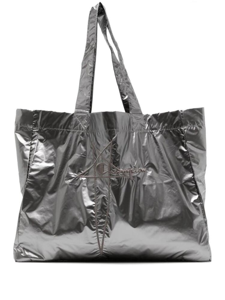 Rick Owens logo-embroidered tote bag - Silver Cover