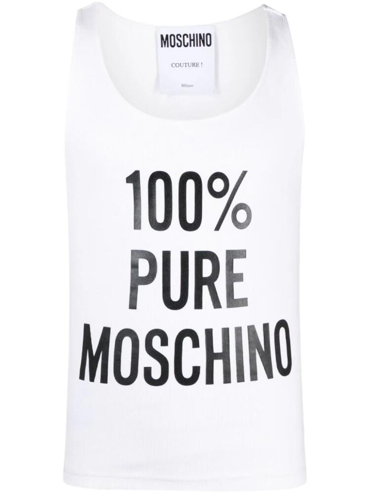 Moschino slogan-print ribbed tank top - White Cover