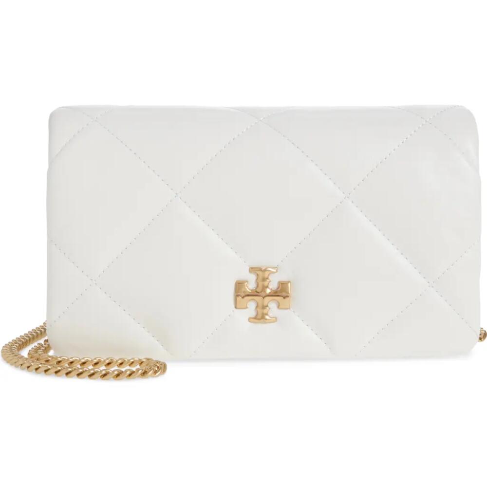 Tory Burch Kira Diamond Quilted Leather Wallet On a Chain in Blanc Cover