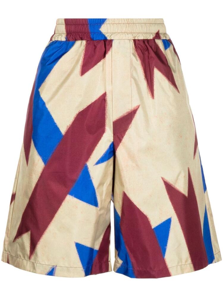 Pierre-Louis Mascia abstract-print silk Bermuda shorts - Multicolour Cover