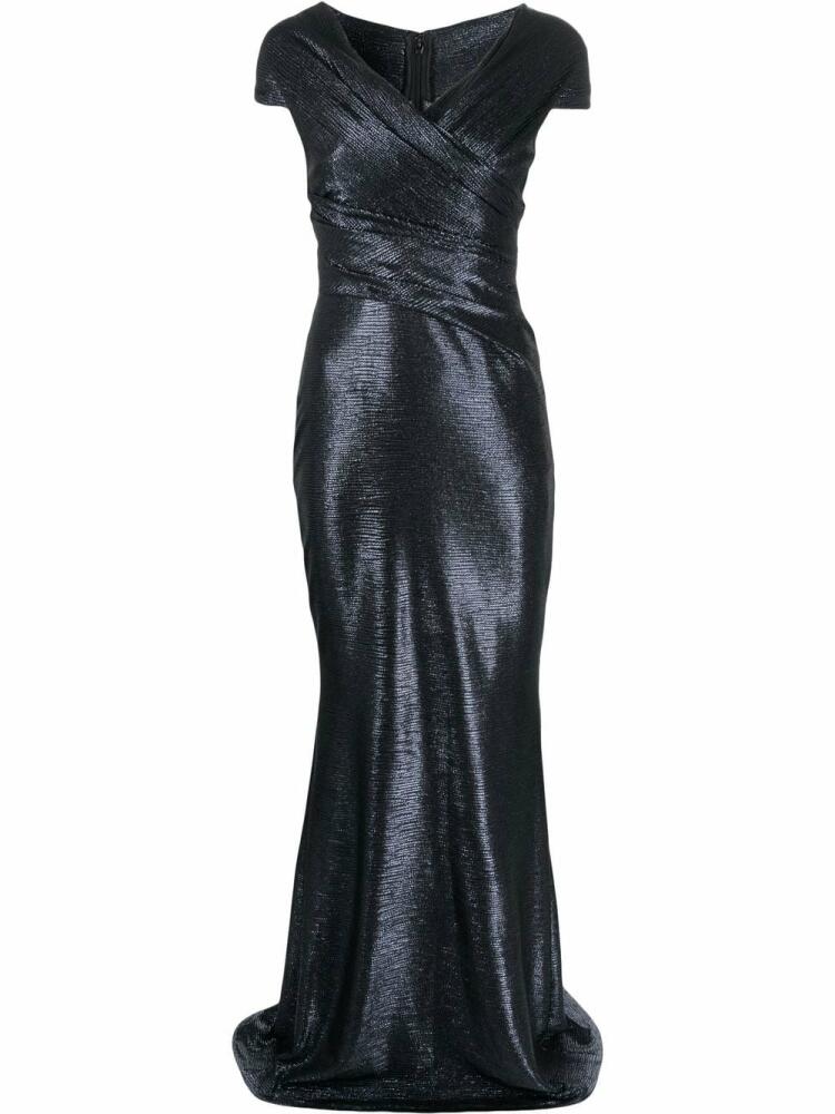 Talbot Runhof metallic-sheen fitted gown - Blue Cover