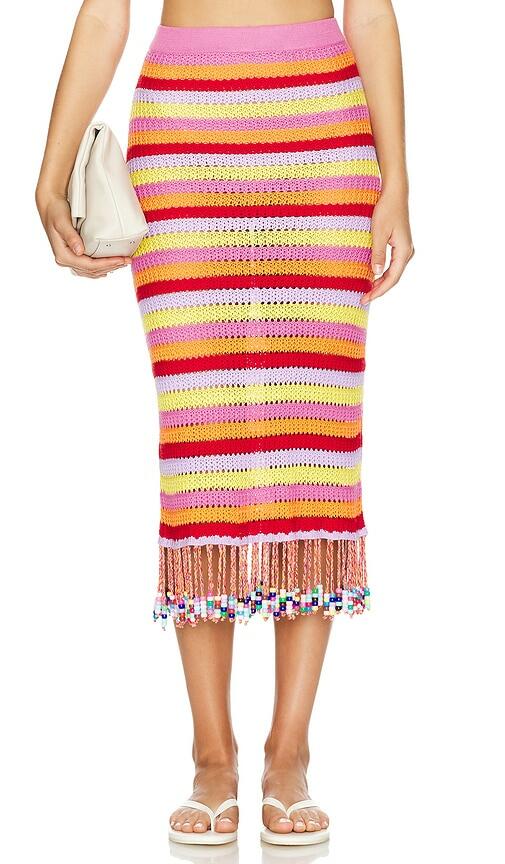 Capittana Sally Multicolor Midi Skirt in Pink,Red Cover