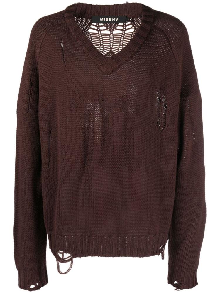 MISBHV distressed-effect wool-blend jumper - Brown Cover