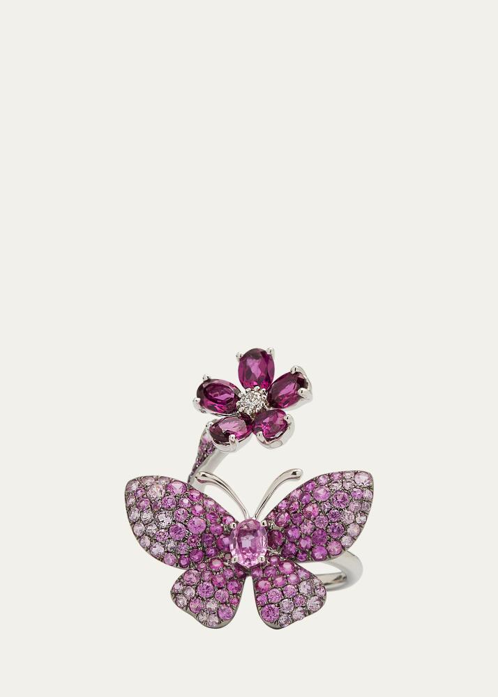 Stefere Rose Gold Pink Sapphire and Rhodolite Garnet Ring from The Butterfly Collection Cover