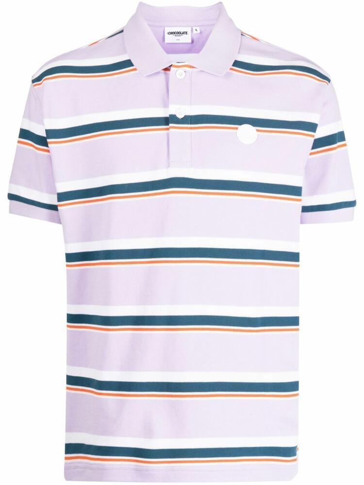 CHOCOOLATE stripe-detail polo short - Purple Cover