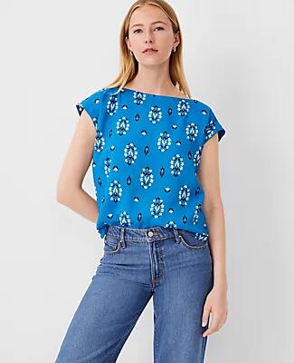 Ann Taylor Petite Floral Boatneck Tee Cover