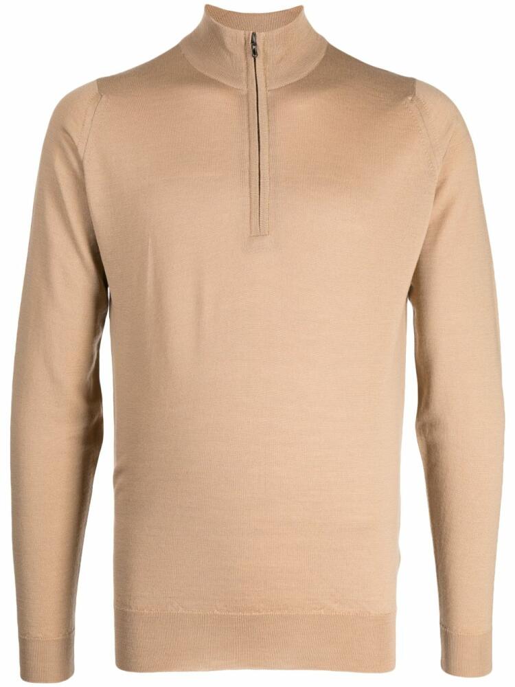 John Smedley Barrow zip pullover jumper - Brown Cover