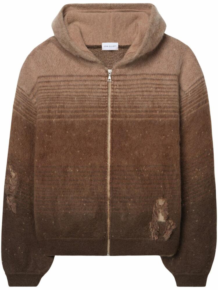 John Elliott gradient-effect zip-up cardigan - Brown Cover