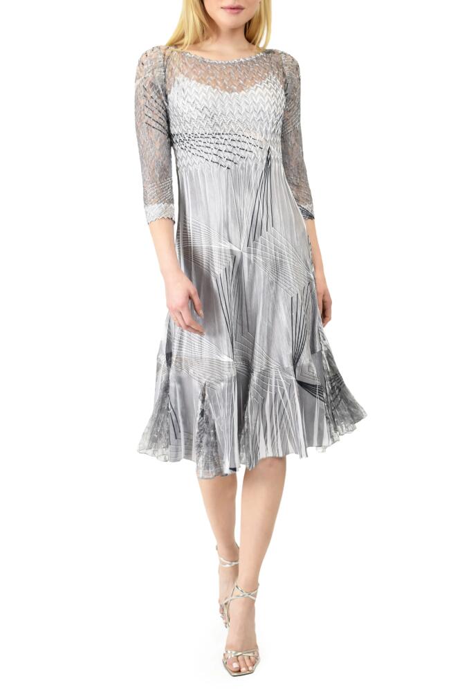 Komarov Charmeuse & Lace Dress in Graphic Diamond Cover