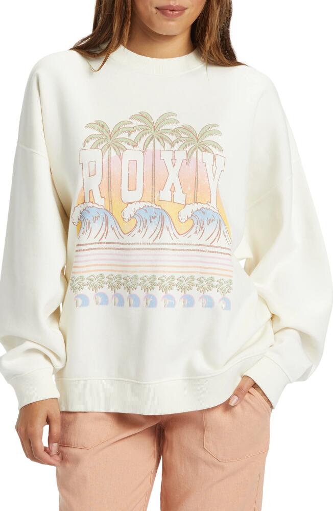 Roxy Lineup Oversize Graphic Sweatshirt in Egret Cover