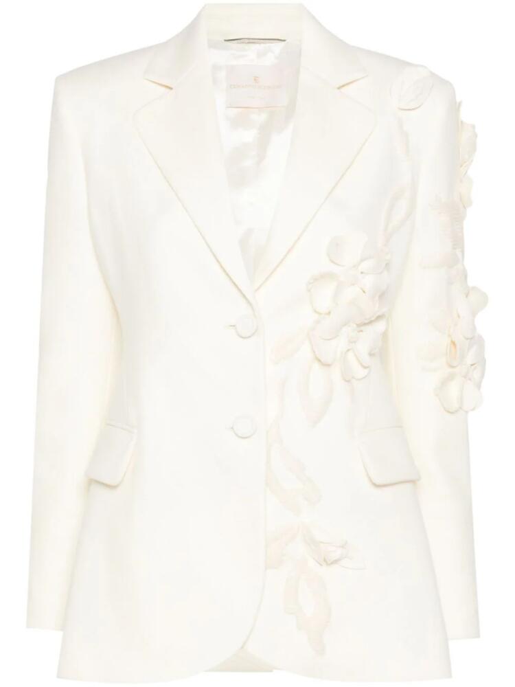 Ermanno Scervino floral appliqué blazer - White Cover