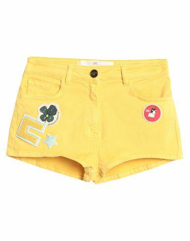 Elisabetta Franchi Jeans Woman Denim shorts Yellow Cotton, Elastomultiester, Elastane Cover