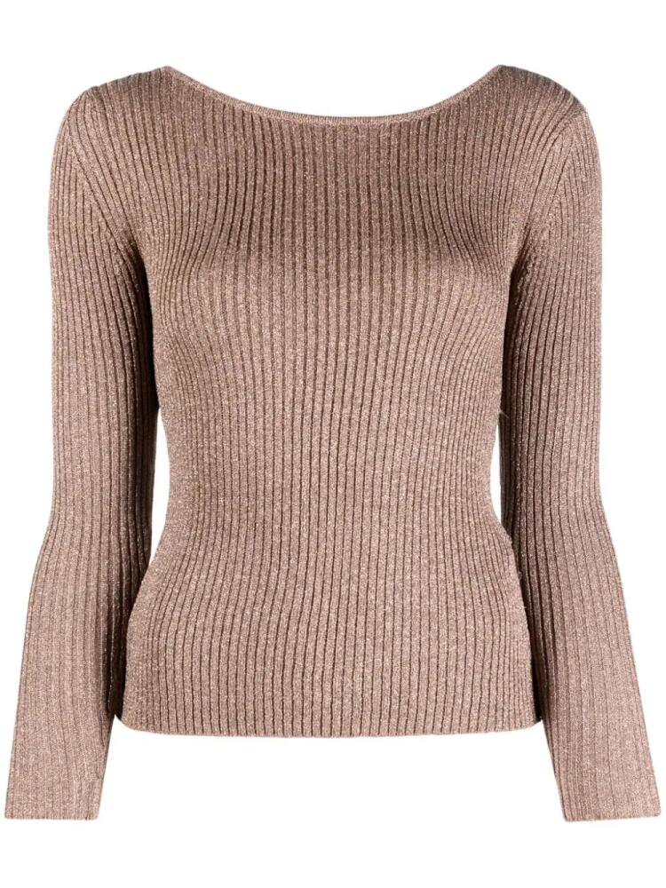 LIU JO cut-out metallic-knit top - Neutrals Cover