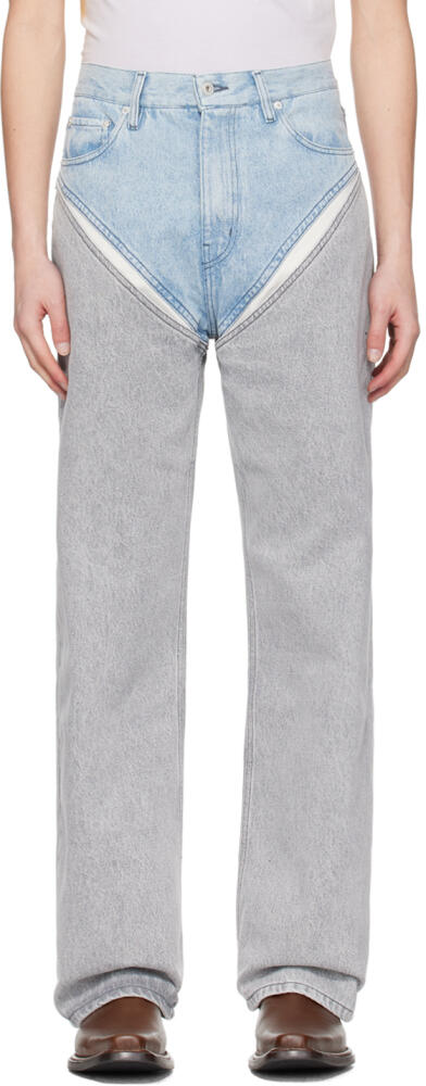 Y/Project Blue & Gray Cutout Jeans Cover