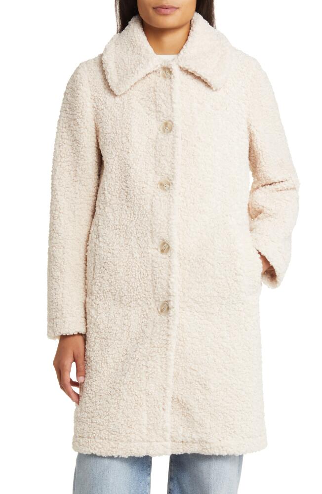 Sam Edelman Longline Teddy Fleece Coat in Ivory Cover