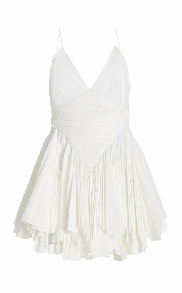 Khaite - Margot Pleated Cotton Mini Dress - White Cover