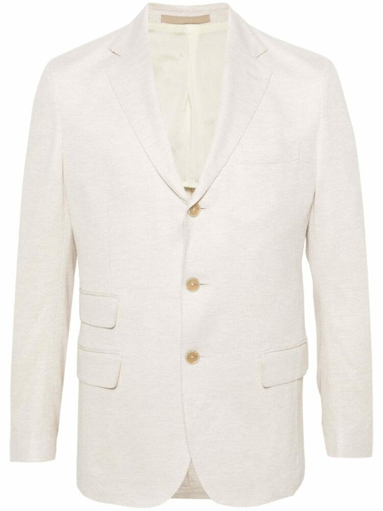 Eleventy single-breasted linen blend blazer - Neutrals Cover