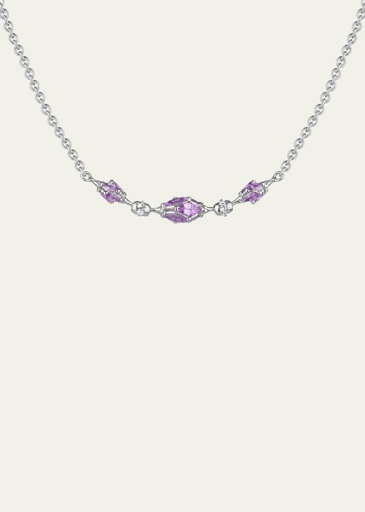 Paul Morelli 18k White Gold Purple Sapphire and Diamond Dahlia Necklace Cover