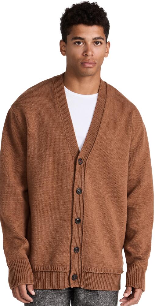 Maison Margiela Distressed Elbow Patch Layered Cardigan Camel Cover