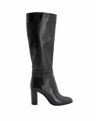 Leonardo Principi Leather Heeled Tall Boots Woman Boot Black Calfskin Cover