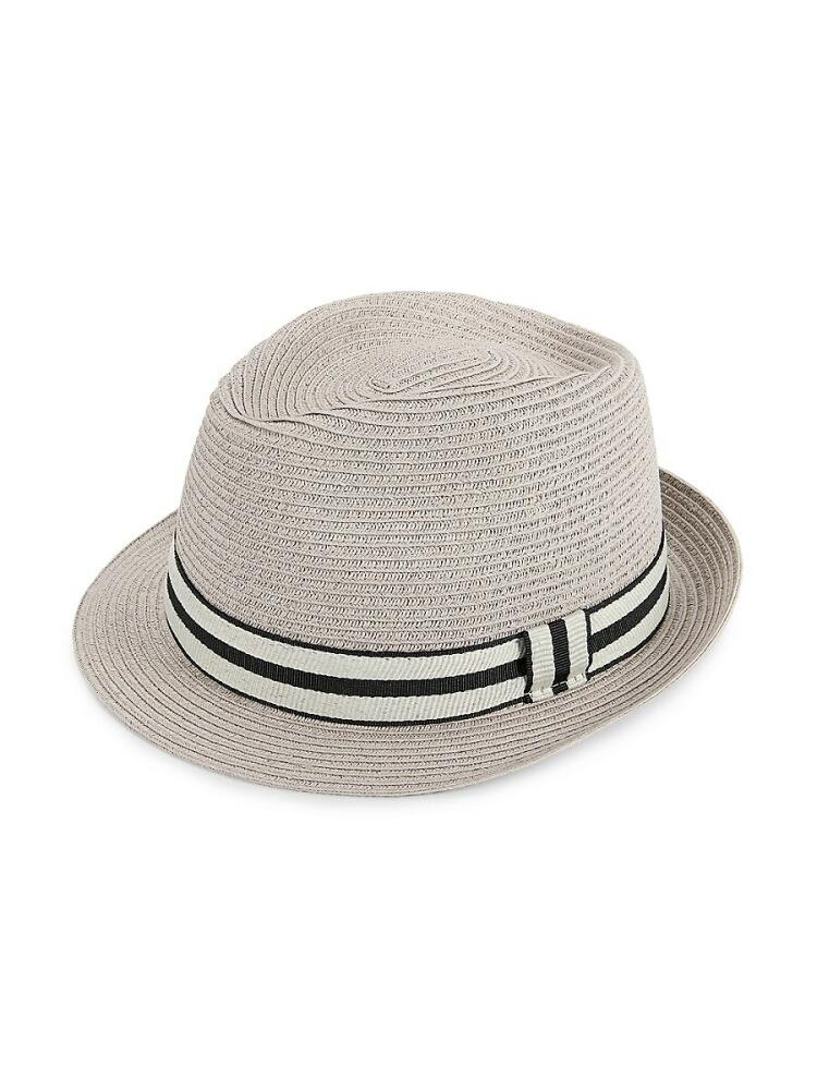 Saks Fifth Avenue Made in Italy Men's Ribbon Woven Fedora - Grey Cover