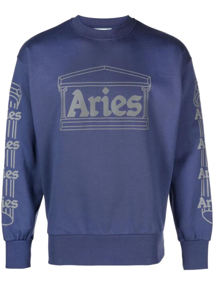 Aries logo-print cotton sweatshirt - Blue Cover