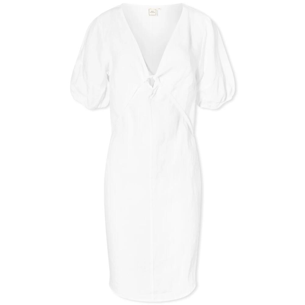 Deiji Studios Women's Tie Seamed Linen Mini Dress in White Cover