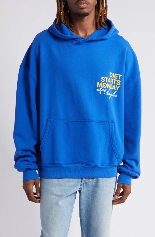 DIET STARTS MONDAY LA Cotton Graphic Hoodie in Blue Cover