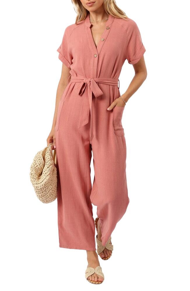 Petal & Pup Archie Tie Waist Linen Jumpsuit in Pink Cover