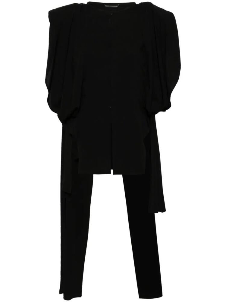 Yohji Yamamoto asymmetric puff-sleeve blouse - Black Cover