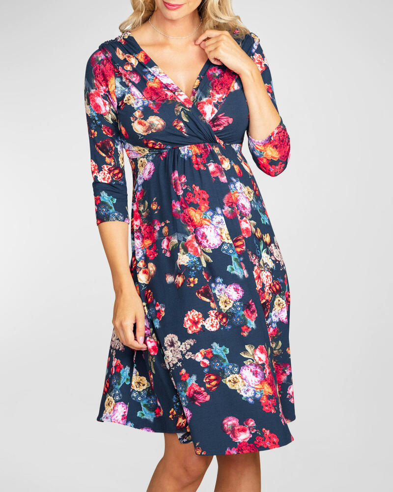 Tiffany Rose Maternity 3/4-Sleeve Floral-Print Dress Cover