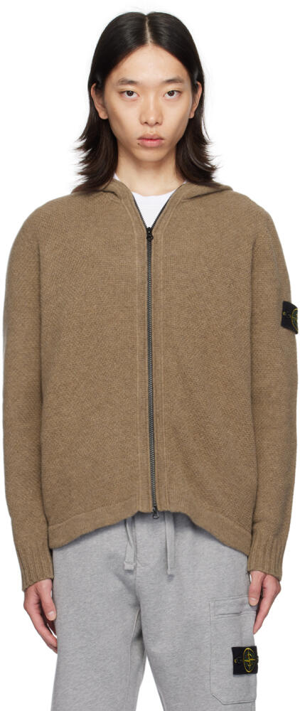 Stone Island Brown Hooded Cardigan Cover