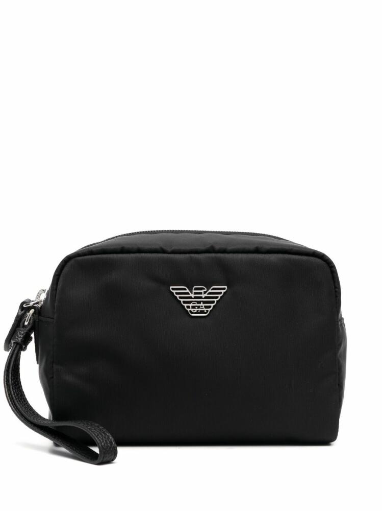 Emporio Armani logo-plaque make up bag - Black Cover