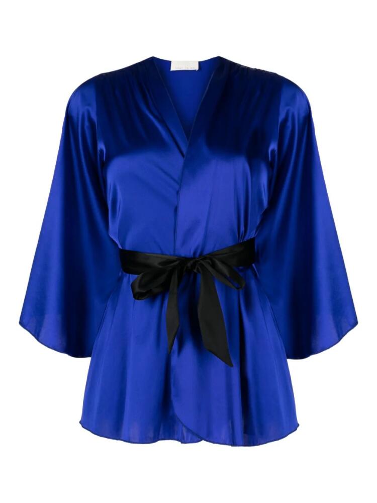 Fleur Du Mal v-neck tied-waist robe - Blue Cover