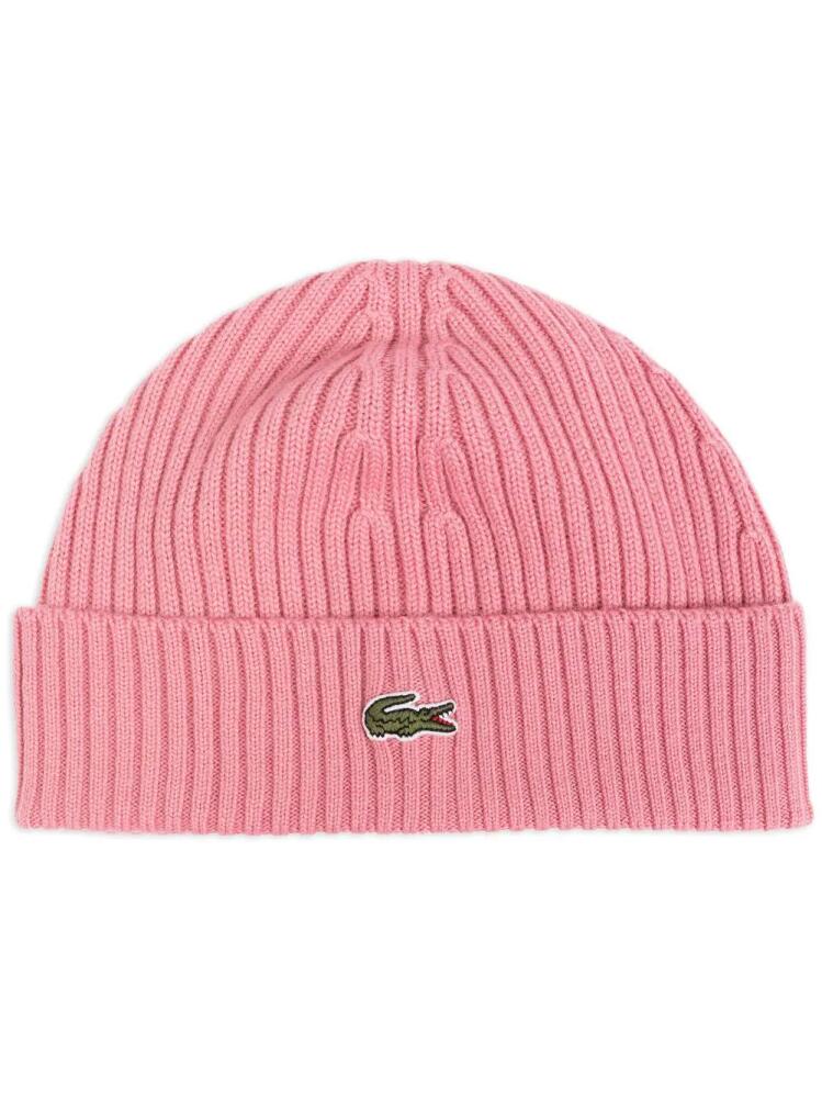 Lacoste logo-embroidered knit hat - Pink Cover