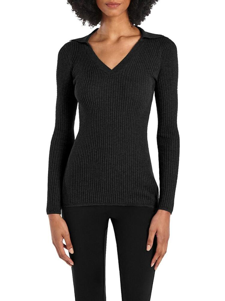 Capsule 121 Women's The Sierra Long Sleeve Sweater Polo - Black Cover