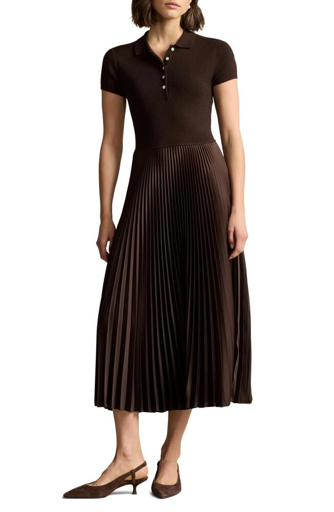 Polo Ralph Lauren Wool, Silk & Cashmere Bodice Maxi Polo Dress in Squire Brown Cover