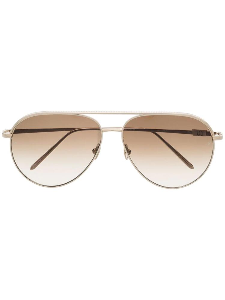 Linda Farrow 22kt gold-plated Roberts pilot-frame sunglasses Cover