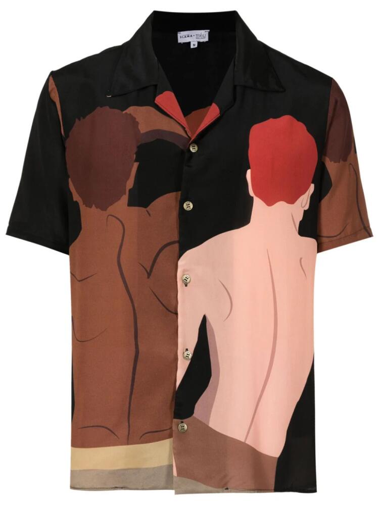 Amir Slama graphic-print short-sleeved shirt - Brown Cover